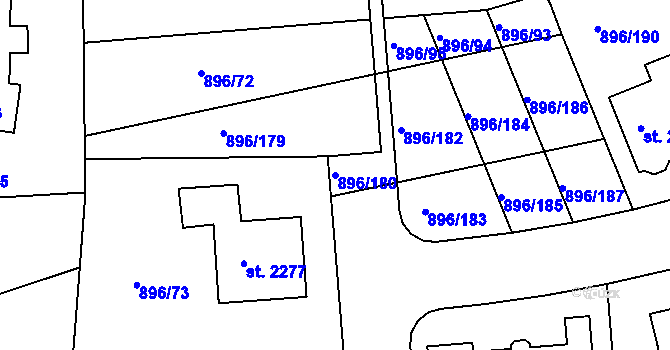 Parcela st. 896/180 v KÚ Blatná, Katastrální mapa