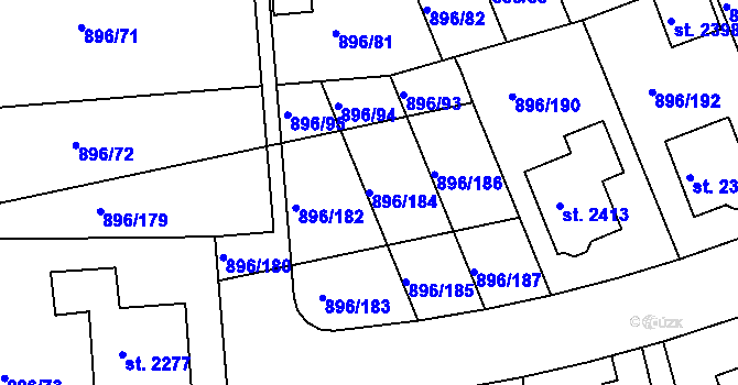 Parcela st. 896/184 v KÚ Blatná, Katastrální mapa