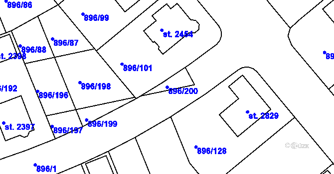 Parcela st. 896/200 v KÚ Blatná, Katastrální mapa