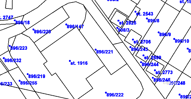 Parcela st. 896/221 v KÚ Blatná, Katastrální mapa