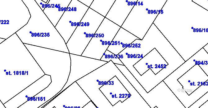 Parcela st. 896/236 v KÚ Blatná, Katastrální mapa
