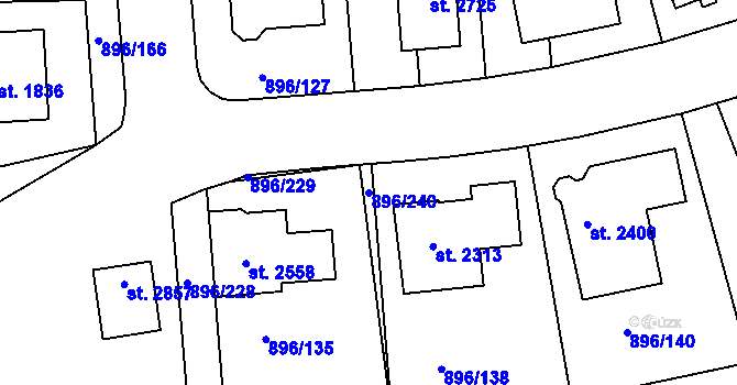 Parcela st. 896/240 v KÚ Blatná, Katastrální mapa