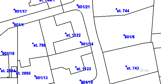 Parcela st. 901/14 v KÚ Blatná, Katastrální mapa