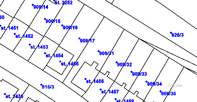 Parcela st. 909/31 v KÚ Blatná, Katastrální mapa