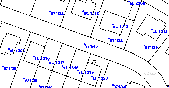 Parcela st. 971/46 v KÚ Blatná, Katastrální mapa