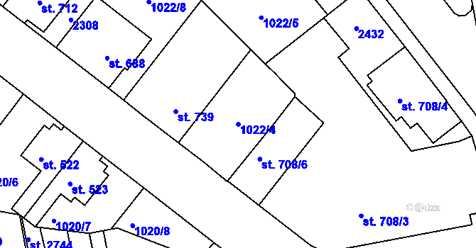 Parcela st. 1022/4 v KÚ Blatná, Katastrální mapa