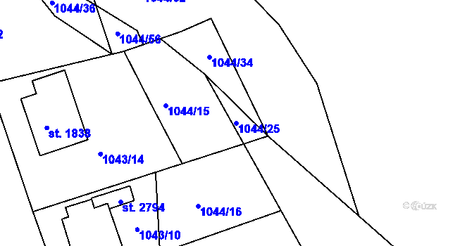 Parcela st. 1044/25 v KÚ Blatná, Katastrální mapa