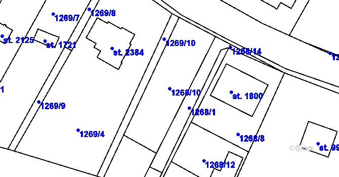 Parcela st. 1268/10 v KÚ Blatná, Katastrální mapa