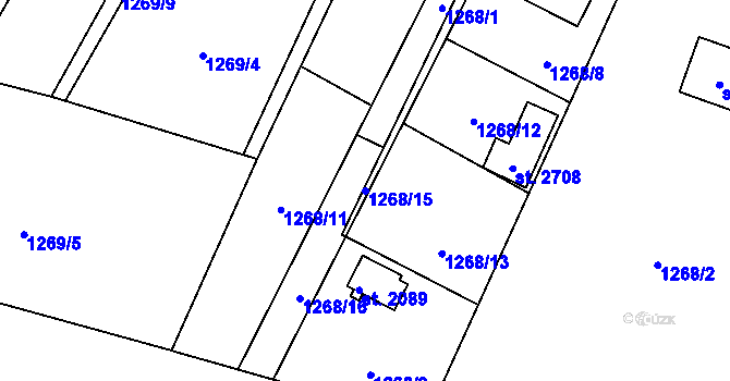 Parcela st. 1268/15 v KÚ Blatná, Katastrální mapa