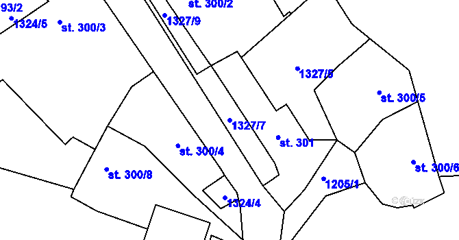 Parcela st. 1327/7 v KÚ Blatná, Katastrální mapa