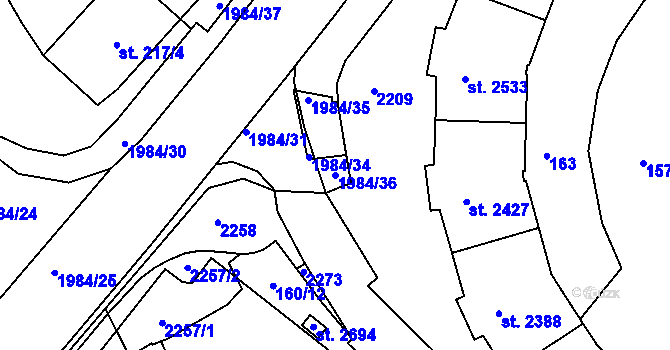 Parcela st. 1984/36 v KÚ Blatná, Katastrální mapa