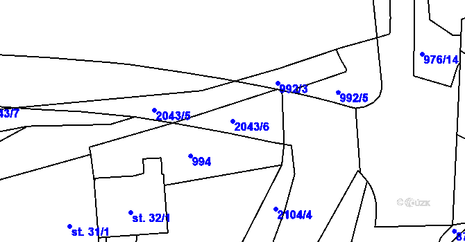 Parcela st. 2043/6 v KÚ Blatná, Katastrální mapa