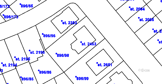 Parcela st. 2453 v KÚ Blatná, Katastrální mapa