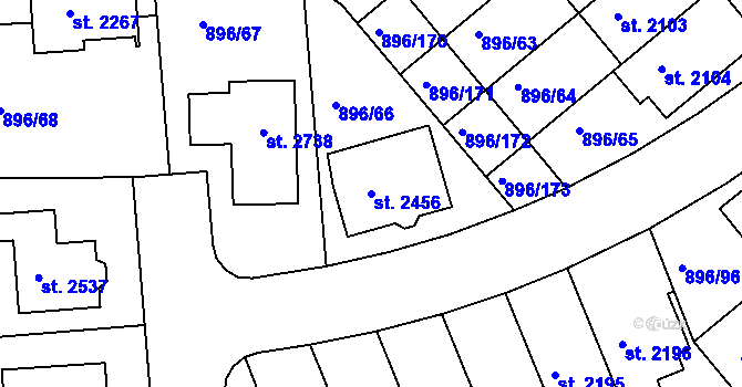 Parcela st. 2456 v KÚ Blatná, Katastrální mapa