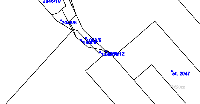 Parcela st. 1086/10 v KÚ Blatná, Katastrální mapa