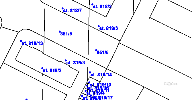 Parcela st. 851/6 v KÚ Blatná, Katastrální mapa