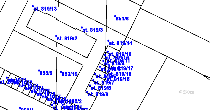 Parcela st. 819/16 v KÚ Blatná, Katastrální mapa