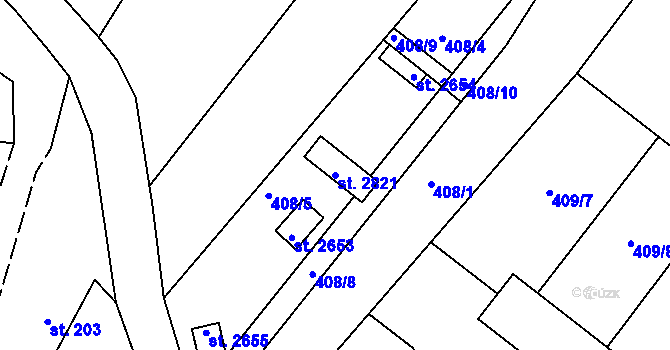 Parcela st. 2821 v KÚ Blatná, Katastrální mapa