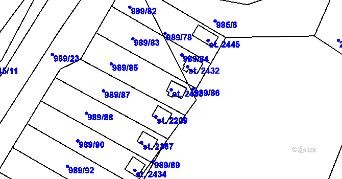 Parcela st. 2433 v KÚ Blatná, Katastrální mapa