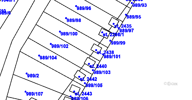 Parcela st. 2438 v KÚ Blatná, Katastrální mapa