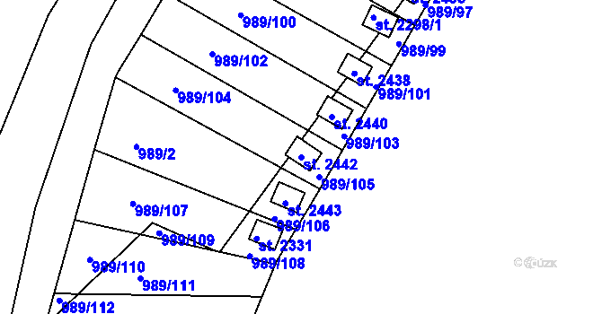 Parcela st. 2442 v KÚ Blatná, Katastrální mapa