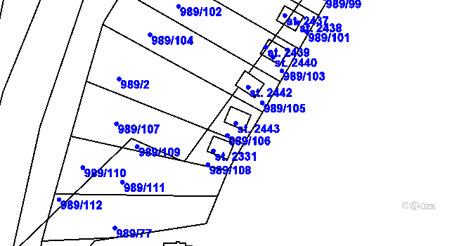 Parcela st. 2443 v KÚ Blatná, Katastrální mapa