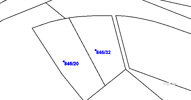 Parcela st. 846/32 v KÚ Blatná, Katastrální mapa