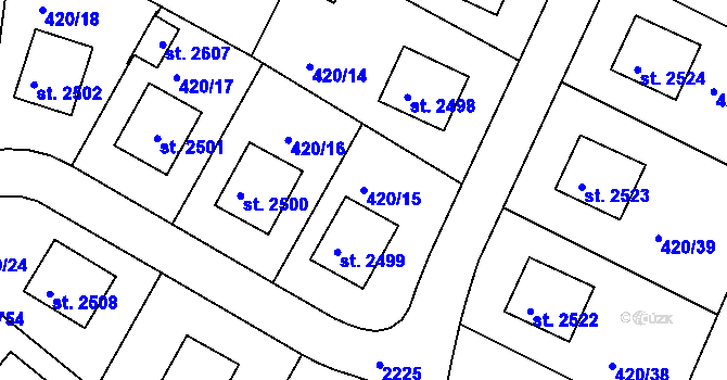Parcela st. 420/15 v KÚ Blatná, Katastrální mapa