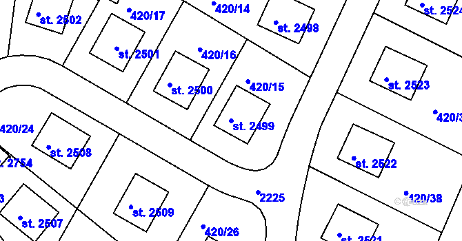 Parcela st. 2499 v KÚ Blatná, Katastrální mapa