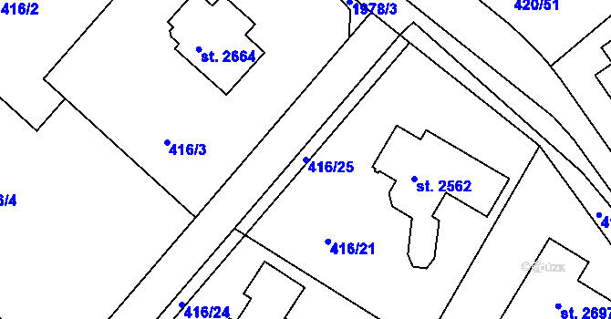 Parcela st. 416/25 v KÚ Blatná, Katastrální mapa