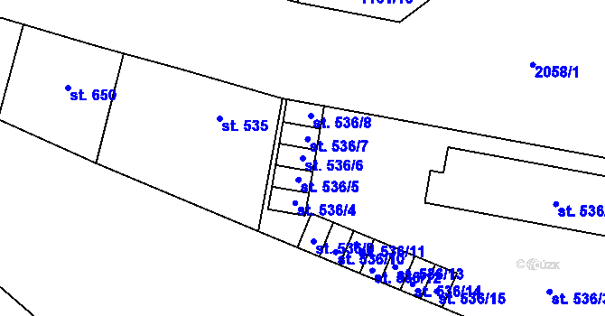 Parcela st. 536/6 v KÚ Blatná, Katastrální mapa