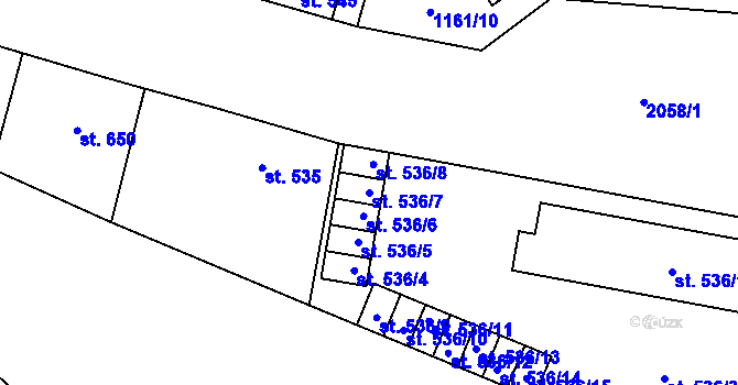 Parcela st. 536/7 v KÚ Blatná, Katastrální mapa