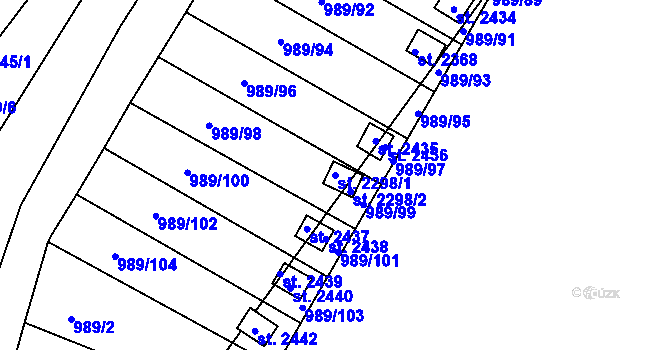 Parcela st. 2298/1 v KÚ Blatná, Katastrální mapa