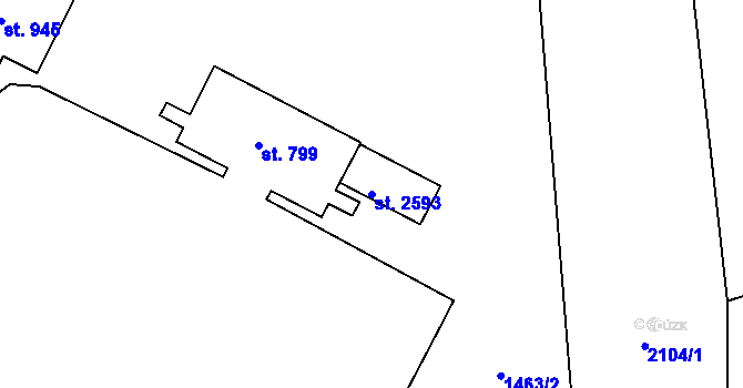 Parcela st. 2593 v KÚ Blatná, Katastrální mapa