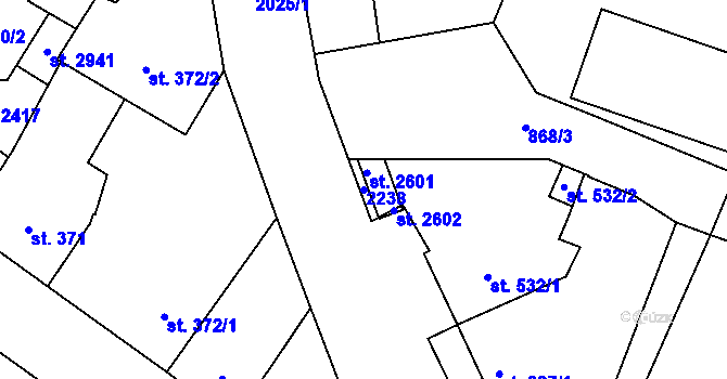 Parcela st. 2238 v KÚ Blatná, Katastrální mapa