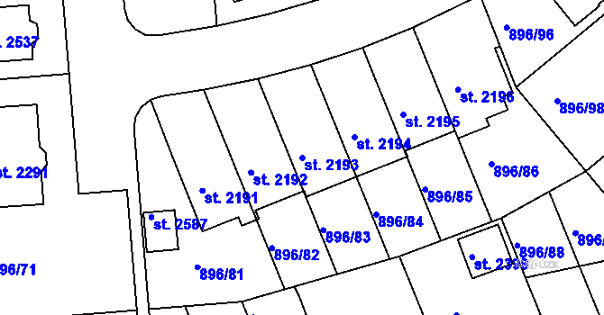 Parcela st. 2193 v KÚ Blatná, Katastrální mapa