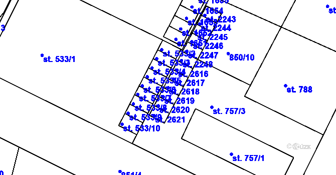 Parcela st. 2618 v KÚ Blatná, Katastrální mapa