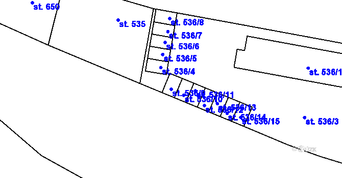 Parcela st. 536/9 v KÚ Blatná, Katastrální mapa