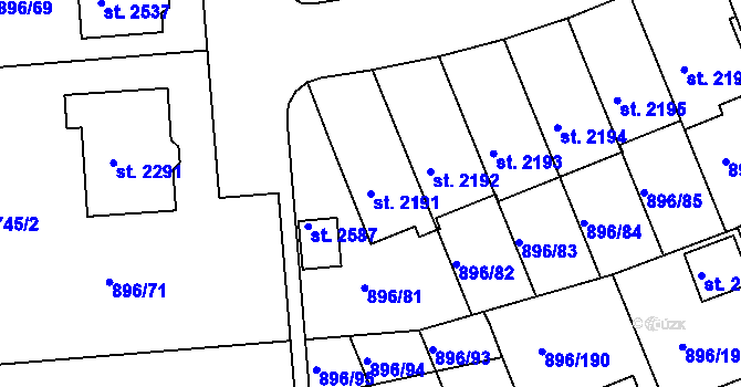 Parcela st. 2191 v KÚ Blatná, Katastrální mapa