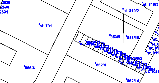 Parcela st. 2648 v KÚ Blatná, Katastrální mapa