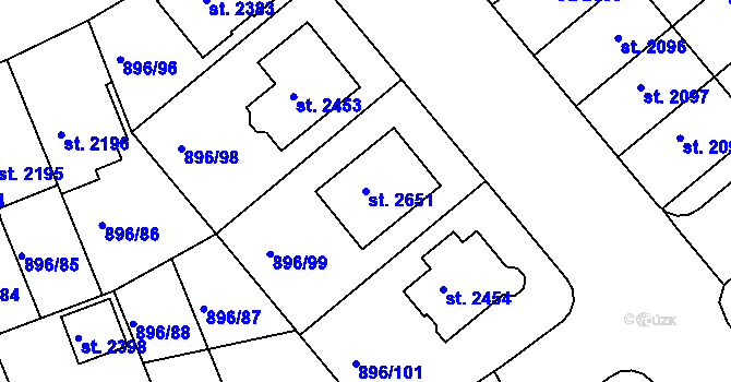 Parcela st. 2651 v KÚ Blatná, Katastrální mapa