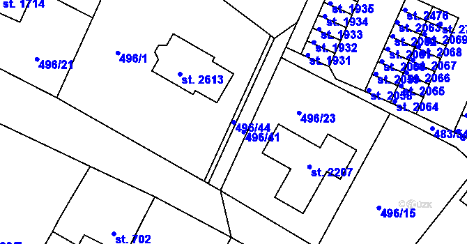 Parcela st. 496/44 v KÚ Blatná, Katastrální mapa