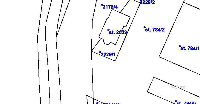Parcela st. 2229/1 v KÚ Blatná, Katastrální mapa