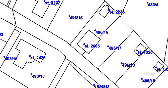 Parcela st. 2665 v KÚ Blatná, Katastrální mapa