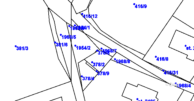 Parcela st. 378/8 v KÚ Blatná, Katastrální mapa