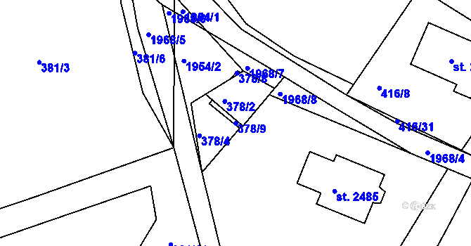 Parcela st. 378/9 v KÚ Blatná, Katastrální mapa