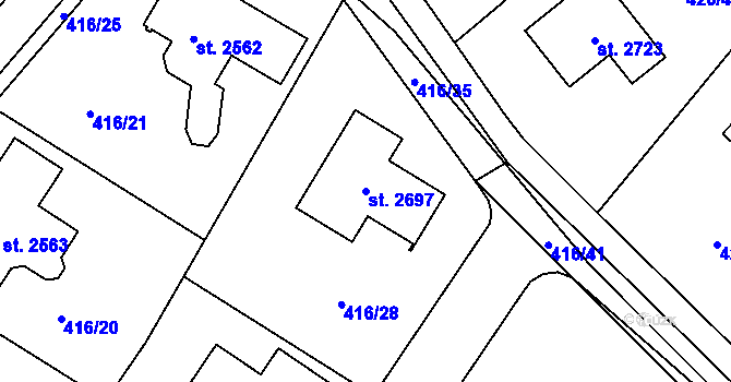 Parcela st. 2697 v KÚ Blatná, Katastrální mapa