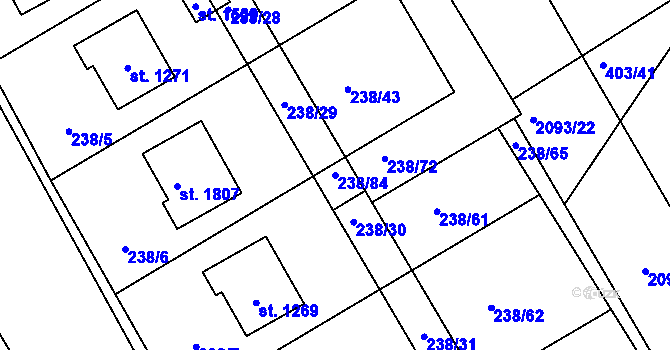 Parcela st. 238/84 v KÚ Blatná, Katastrální mapa
