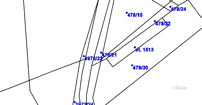 Parcela st. 478/21 v KÚ Blatná, Katastrální mapa