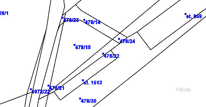 Parcela st. 478/22 v KÚ Blatná, Katastrální mapa